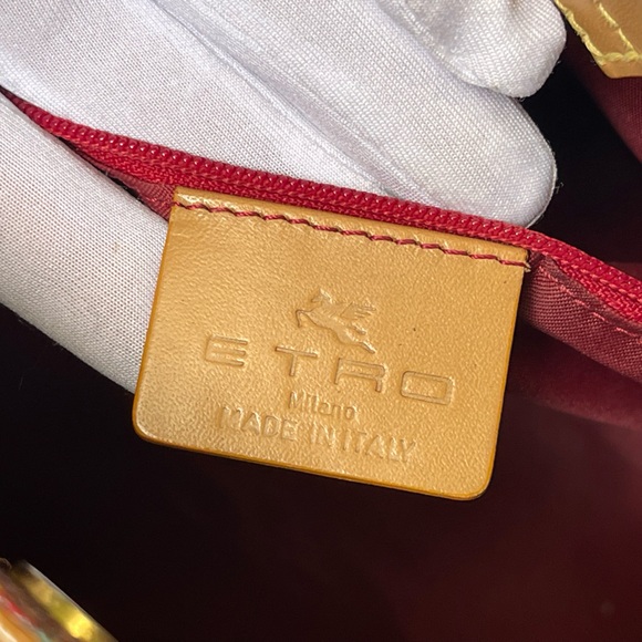 ETRO Burgundy Paisley Shoulder Bag M/L Tote AUTHENTIC NO CALL OUTS! - Picture 10 of 13